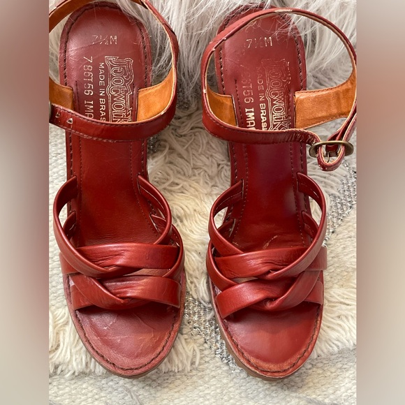 70’s Brazilian Platform Heels/ Braided Leather/Footworks Brasil/ Fits Size 6.5-7 - Picture 14 of 16